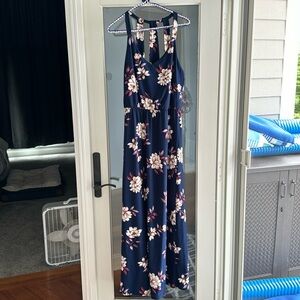 Nine Britton Navy Blue Floral Maxi Dress